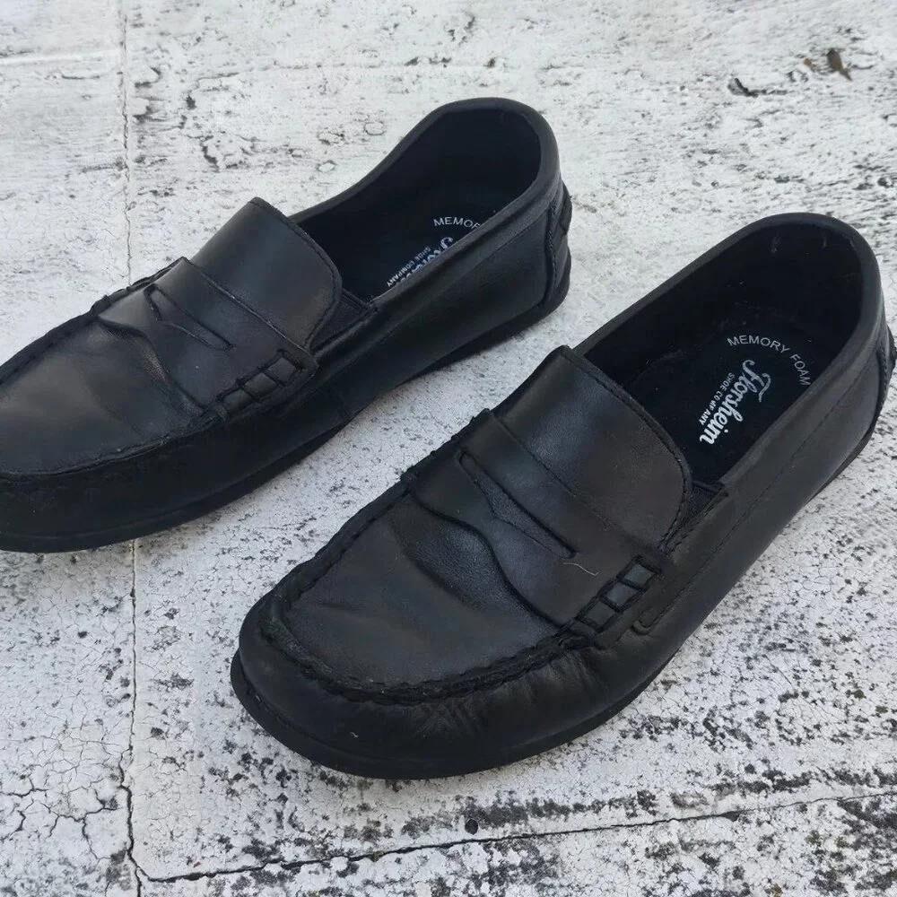 Florshiem Kids Shoes Black Leather Upper Slip On Loafer Size 6M